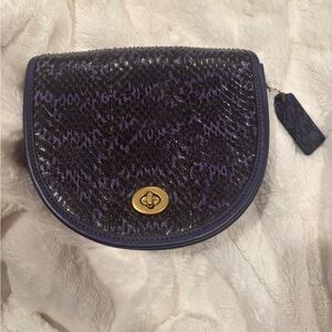 Coach Purple Snakeskin Clutch with Gold Clasp